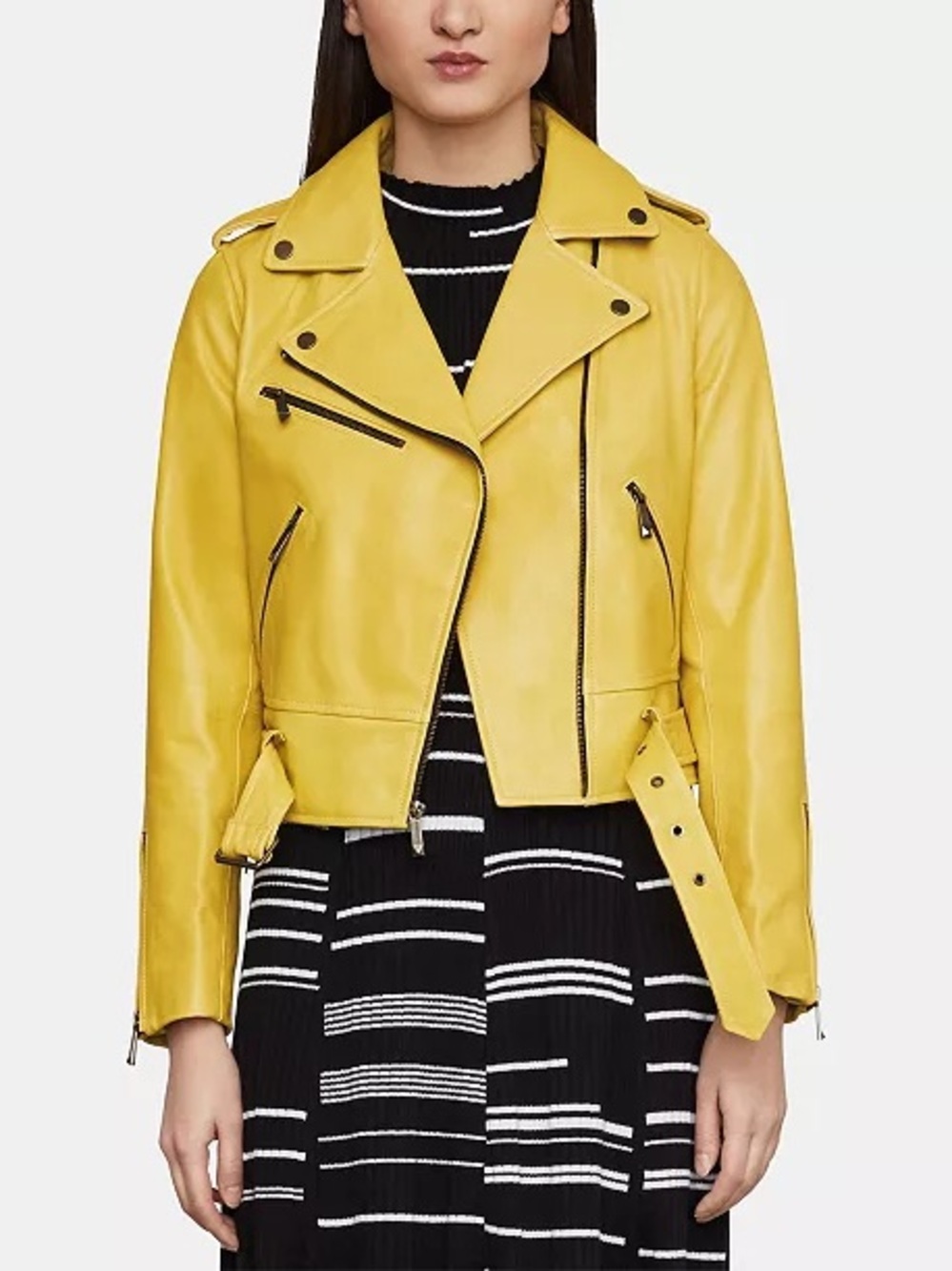 BCBGMaxAzria Yellow Moto Leather Jacket